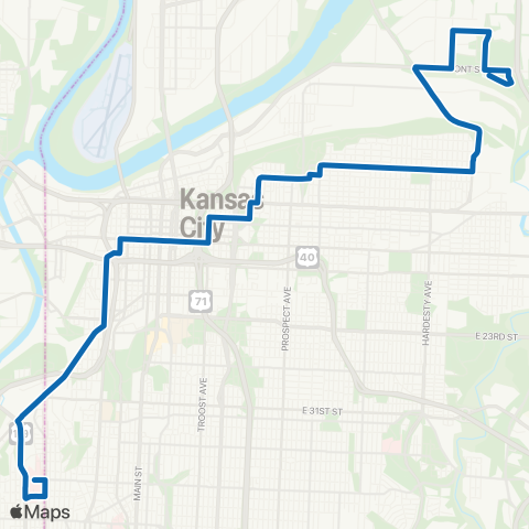 RideKC Northeast-Westside map