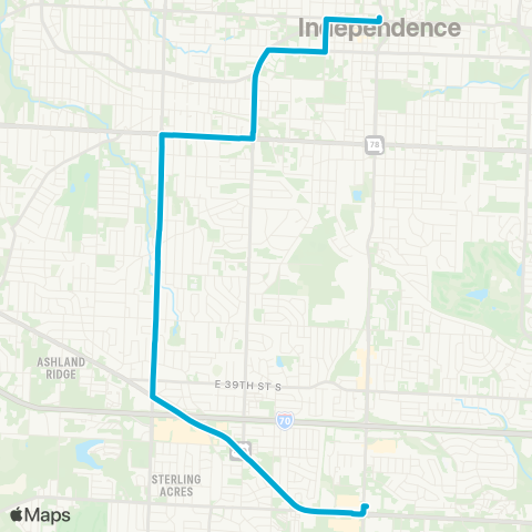 IndeBus Blue Route map