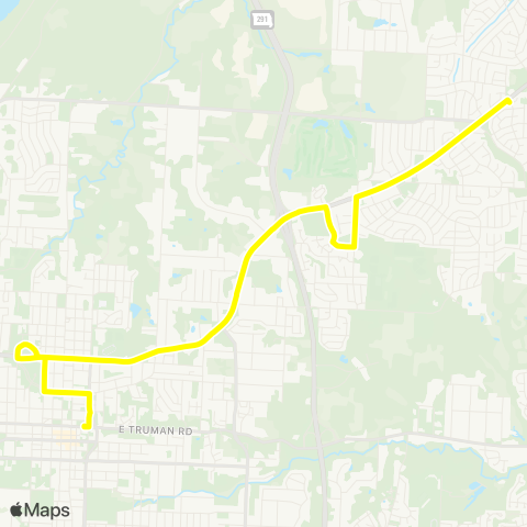 IndeBus Yellow Route map