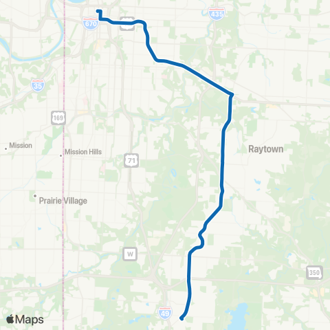 RideKC Blue Ridge Limited map