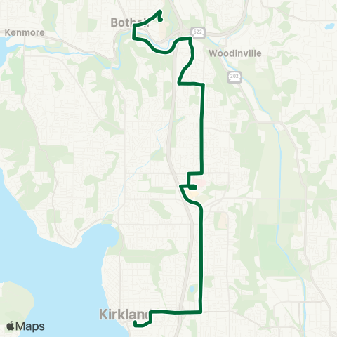 Metro Transit UW / Cascadia Coll - Totem Lk TC - Kirkland TC map