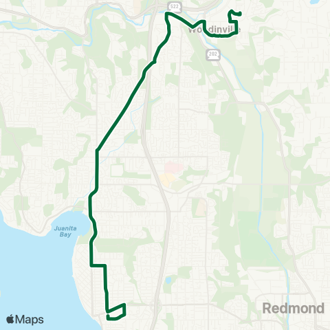 Metro Transit Woodinville - Brickyard - Juanita - Kirkland TC map