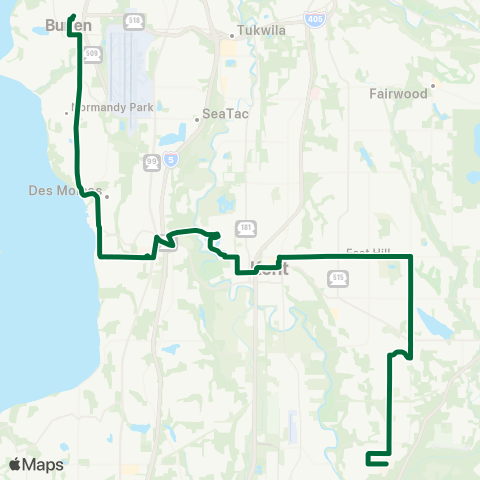 Metro Transit Green River Coll - Kent - Des Moines - Burien map