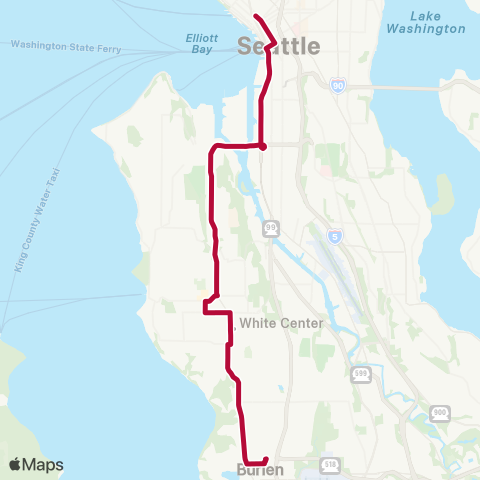 Metro Transit Burien TC - Westwood Village - Dtwn Seattle map