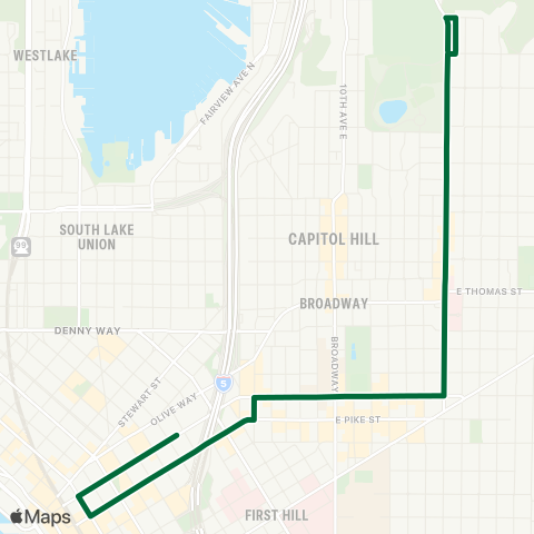 Metro Transit Capitol Hill - Downtown map