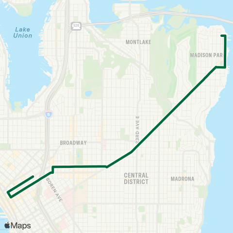 Metro Transit Madison Park - Capitol Hill - Downtown map