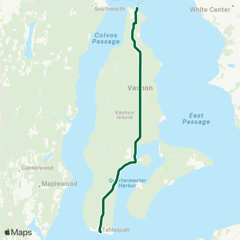 Metro Transit Tahlequah - Vashon - Seattle map