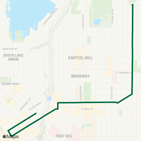 Metro Transit Interlaken Park - First Hill - Downtown map