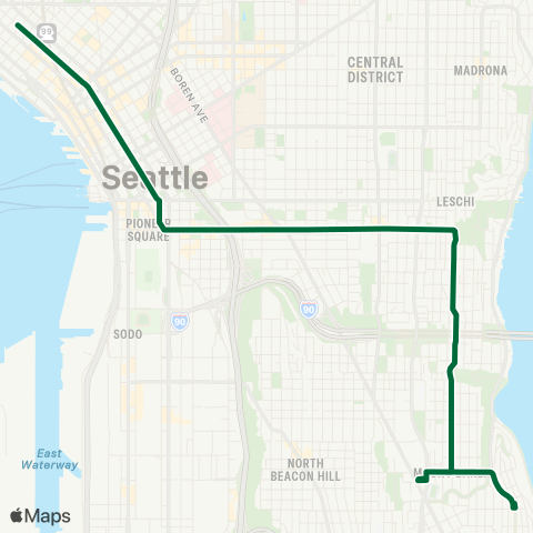 Metro Transit Mt Baker - Downtown map