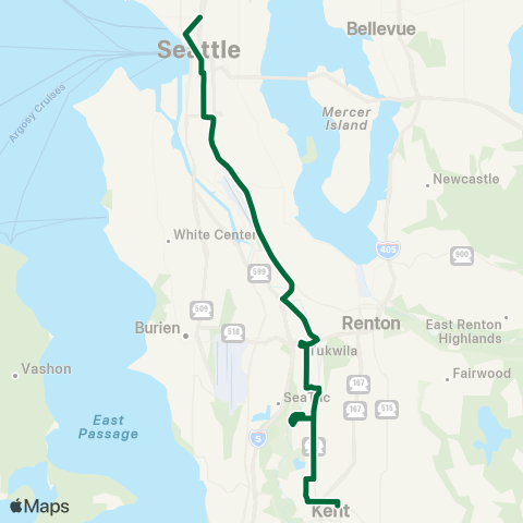 Metro Transit Kent Station - Southcenter - Seattle map