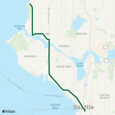 Metro Transit Loyal Hts-Sunset Hill-Ballard-Downtown map