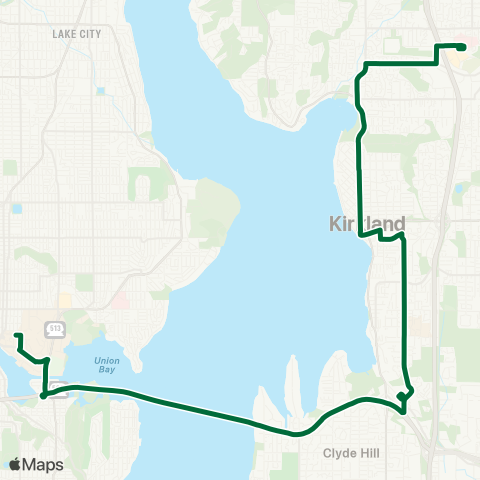 Metro Transit Totem Lk TC-Kirkand TC-UW Link Sta-Univ Dist map