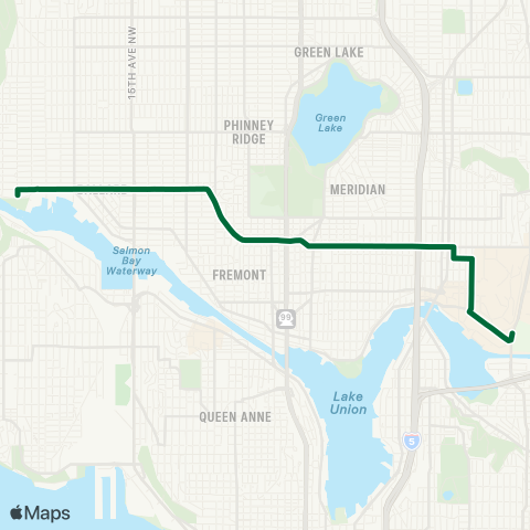 Metro Transit Ballard - Montlake map