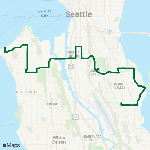 Metro Transit W Seattle - SODO - Beacon Hill - Columbia City map