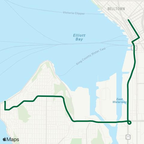 Metro Transit Alki - Admiral District - Downtown map