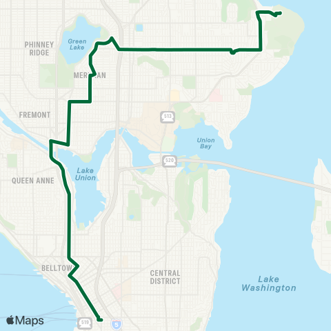 Metro Transit Sand Point - Green Lake - Downtown map