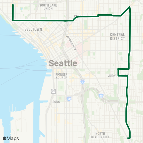 Metro Transit Mt Baker TC - Capitol Hill - Seattle Ctr map