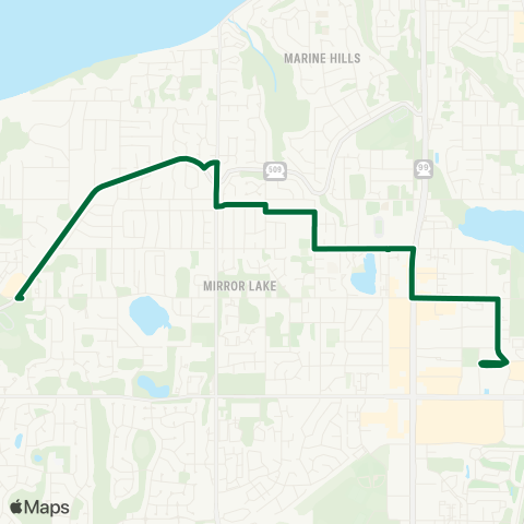 Metro Transit Mirror Lake - Federal Way TC map