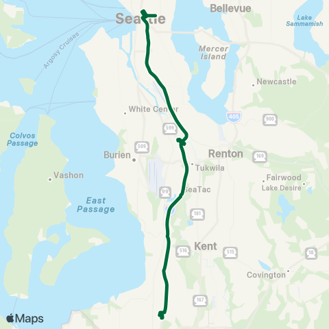 Metro Transit Federal Way S 320th P&R-Federal Way TC-First Hill map