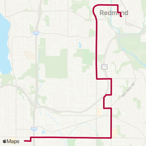 Metro Transit Redmond TC - Overlake TC - Bellevue TC map