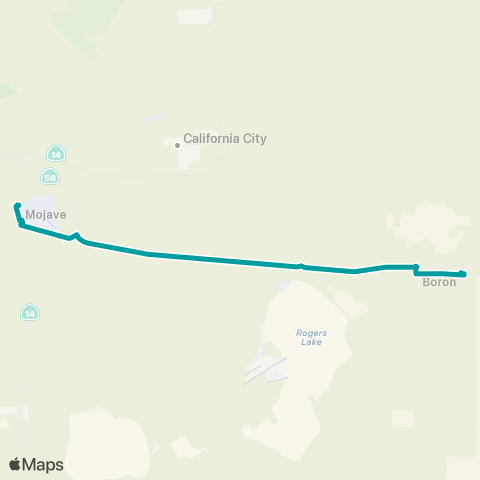 Kern Transit Boron - Mojave map