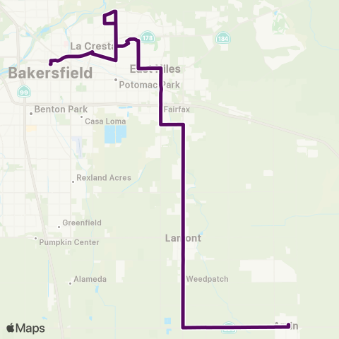 Kern Transit Lamont - Bakersfield North map