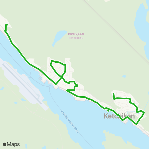 The Bus (Ketchikan Gateway Borough) Green Line Loop map