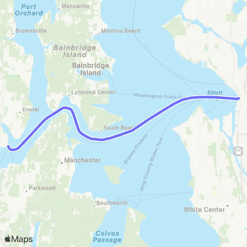 Kitsap Transit Bremerton-Seattle Fast Ferry map