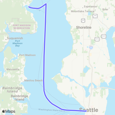 Kitsap Transit Kingston-Seattle Fast Ferry map