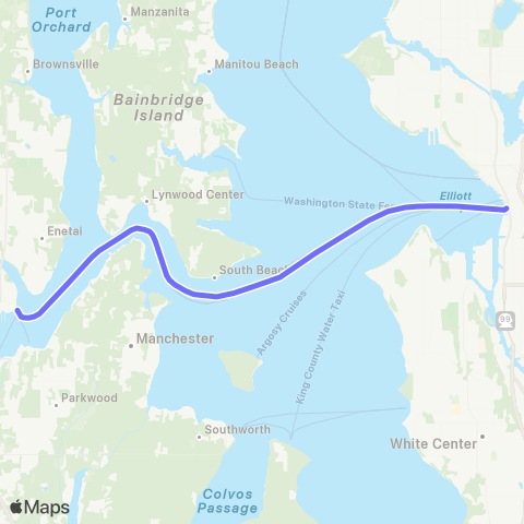 Kitsap Transit Bremerton-Seattle Fast Ferry map