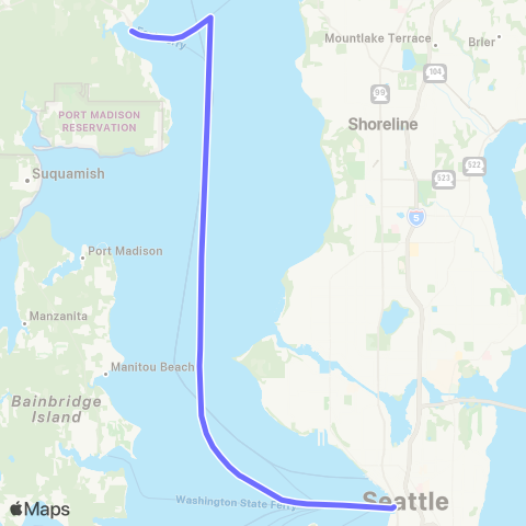 Kitsap Transit Kingston-Seattle Fast Ferry map