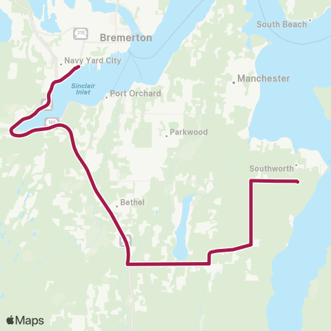 Kitsap Transit Southworth Worker / Driver map