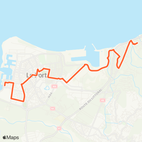 Kar'Ouest Lamartine - Pôle d'échange du Port - Cités Unies (par la ZI N°2) map