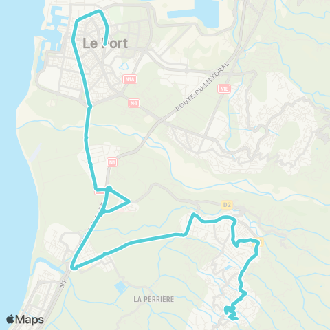 Kar'Ouest Piscine Bois-de-Nèfles - Pôle d'échange du Port (par Cambaie) map