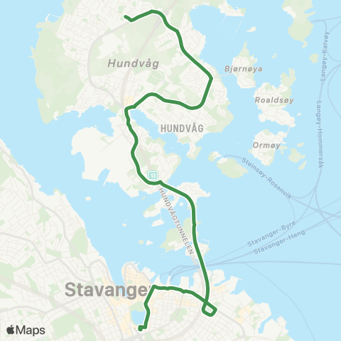 Kolumbus Busslinje i Rogaland map