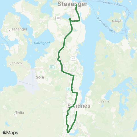 Kolumbus Busslinje i Rogaland map