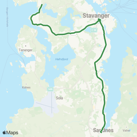 Kolumbus Busslinje i Rogaland map