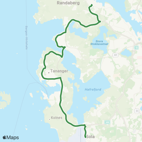 Kolumbus Busslinje i Rogaland map