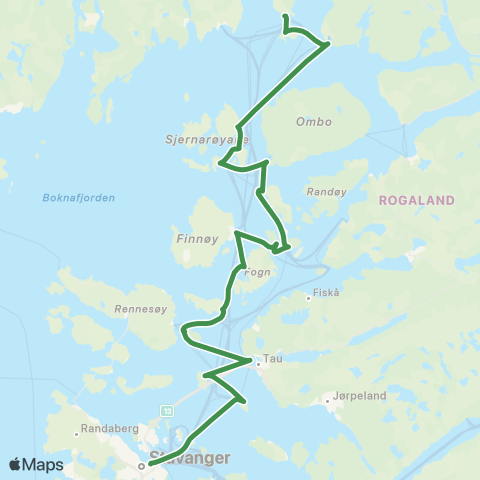 Kolumbus Båtlinje i Rogaland map