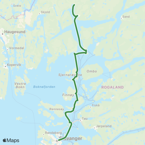 Kolumbus Båtlinje i Rogaland map