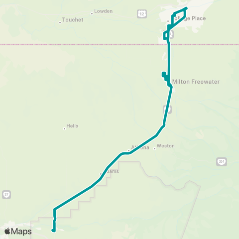 Kayak Public Transit Milton-Freewater map