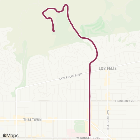 LADOT DASH DASH Observatory / Los Feliz map