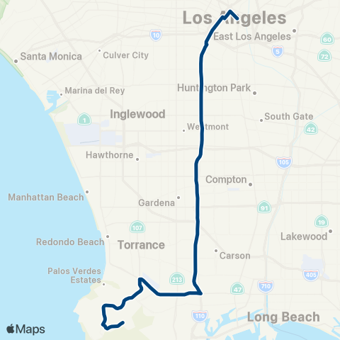 LADOT Commuter Express CE448 map