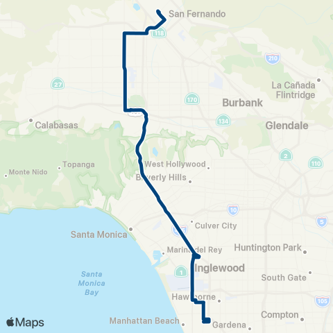 LADOT Commuter Express Ce574 map