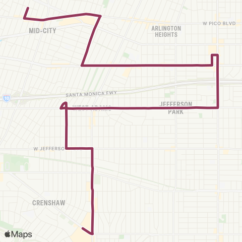 LADOT DASH DASH Midtown map