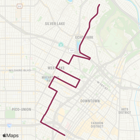 LADOT DASH DASH Pico Union / Echo Park map