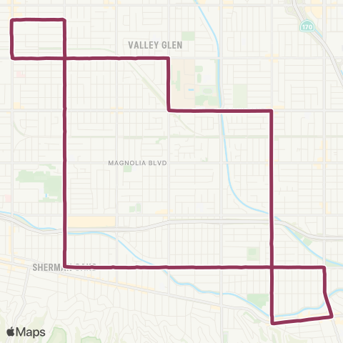 LADOT DASH DASH Van Nuys / Studio Cityloop map