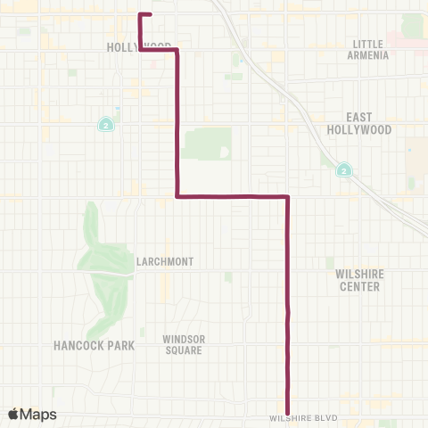 LADOT DASH DASH Hollywood / Wilshire map