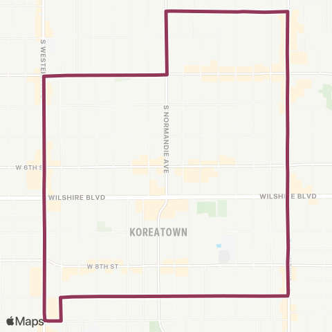 LADOT DASH DASH Wilshire Center / Koreatownloop map