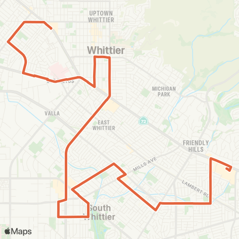 South Whittier Sunshine Shuttle Sunshine Shuttle Route A map